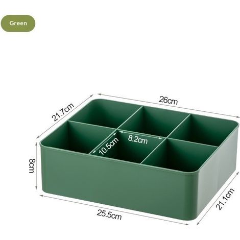 Boîte de rangement de bureau en polypropylène (PP), compartimentée pour en-cas, sachets de thé, capsules de café, vert bureau (1/4)