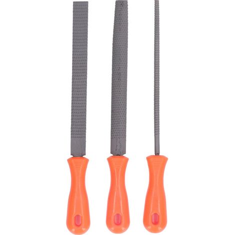 Ensemble de 3 limes à bois en acier allié, outils de limage ronds, plats et demi-ronds pour le travail du bois (1/5)