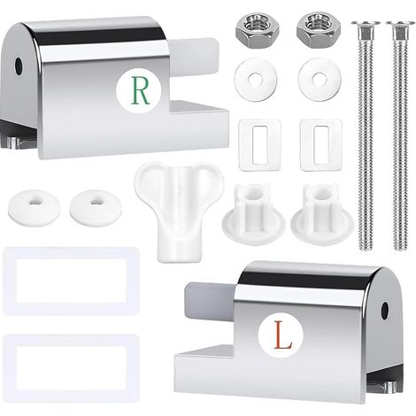 Toilet Seat Hinges, Toilet Seat Hinge Kit, Soft Close Toilet Seat Fixings, Replacement Metal Hinges for Installation (1/5)