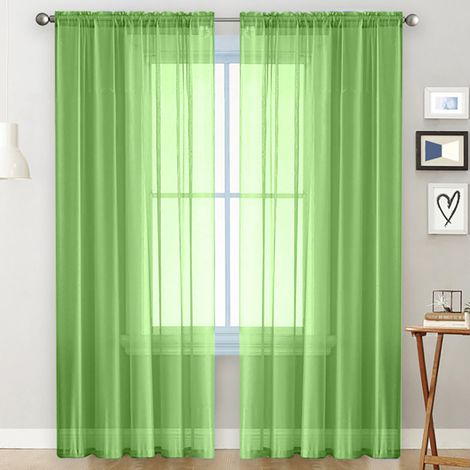 Tende trasparenti per il soggiorno, pannelli per tende con occhielli per la camera da letto, tende verdi semitrasparenti (140 cm di larghezza x 213 cm di altezza, 2 pannelli)