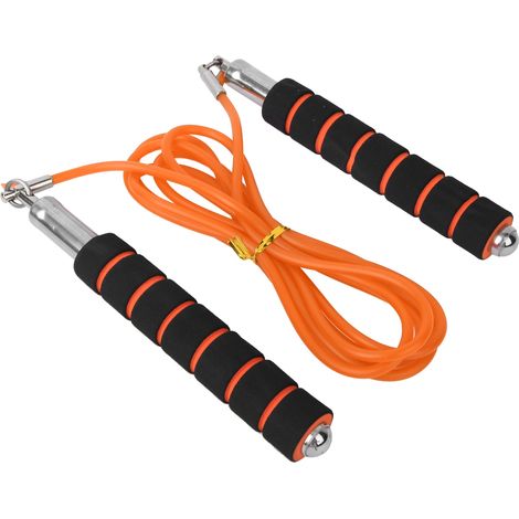 Corde à sauter sportive ajustable pour fitness en salle - Course et vitesse - Orange et jaune (1/5)