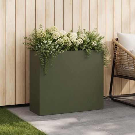 vidaXL Macetero de Jardín Verde oliva 50 x 20 x 40 cm (1/5)