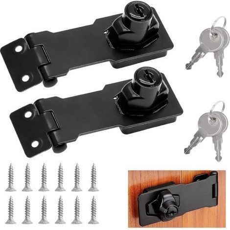 Set aus 2 Türriegeln, Schlüsselschlössern mit 2 Schlüsseln, Sicherheitstürverschluss, Drehknopf (3 Zoll)