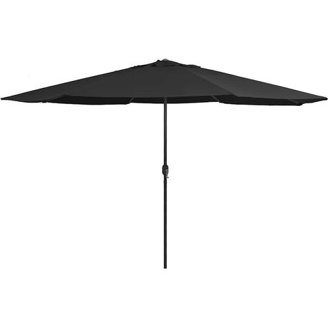 Parasol de Jardin avec Manivelle, Mât en Métal et Toile Polyester Noir 390 x 247 cm - PANGIVO (1/5)