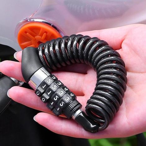 Motorradschloss mit Helmsicherung Einziehbares Kabel 150 cm Schwarz (1/5)