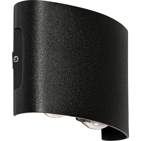 QAZQA Moderno Aplique de pared exterior negro con LED 4 luces IP54 - Silly Aluminio /Plástico Ovalada Incluye LED Max. 4 x 4.8 Watt