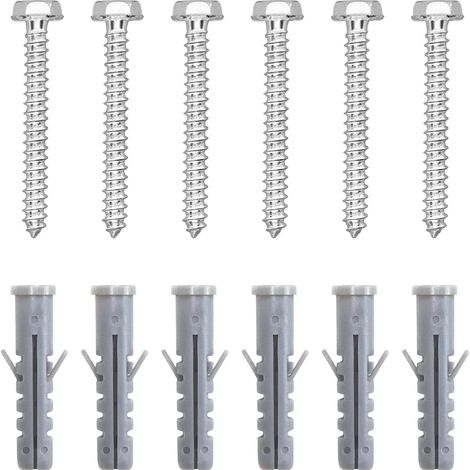 Kit de vis et chevilles pour support mural TV pour mur en béton et poutres en bois, avec vis hexagonales M6 x 60 mm et chevilles, accessoires pour support TV (1/5)