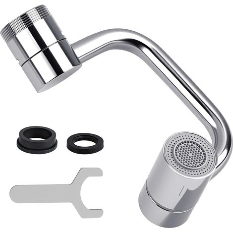 Robinet A Rallonge - 1080° Rotation - Aérateur Double Jet - Compatible Cuisine Et Salle De Bain - 3 Raccords Inclus - 1 Pièce