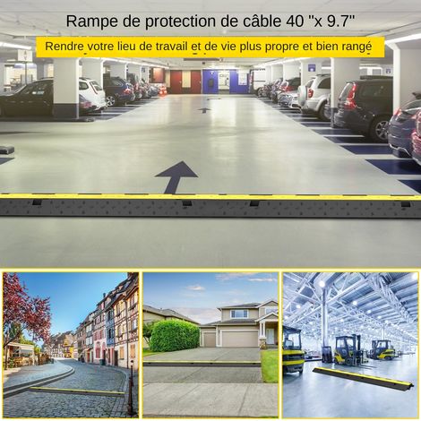 Lot de 5 rampes passe-câbles 2 canaux pour passage de câble au sol, modulaires, charge 4 989 kg (1/5)