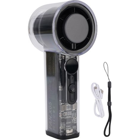 Handventilator mit Eiskühlung, 100 Geschwindigkeitsstufen, leiser Halbleiter-Kühlventilator, Mini-Hochgeschwindigkeits-Taschenventilator mit Trageschlaufe (Schwarz)