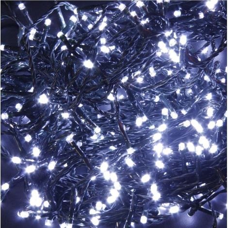 LUCI DI NATALE 200 LED BIANCO FREDDO USO INTERNO E ESTERNO CON GUIOCHI LUCE 8M