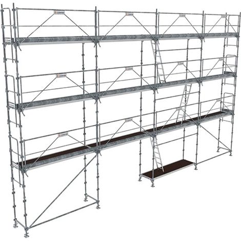 Echafaudage fixe de façade 104m² - Plancher Alu / bois - Structure Acier - Garde-corps Monoblocs - R200GCM-104-SPP/AB (1/5)