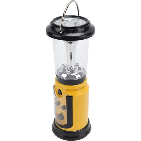 Radio-lanterne à manivelle rechargeable USB multifonctionnelle avec radio AM/FM d'urgence et lampe torche LED pour le camping et la randonnée (jaune) (1/5)