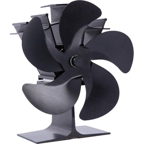 Ventilatore per camino a 5 pale per stufe a legna, ventilatore per stufa a legna, risparmio di carburante ecologico, nero (1/5)