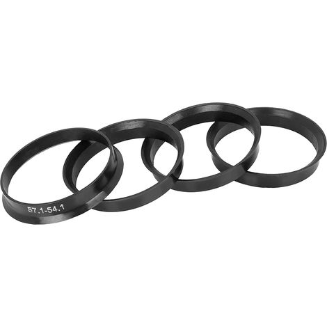Centring Ring 57.1 to 54.1 Black 4Pcs for Car Plastic 57.1 mm exterior, 54.1 mm interior, thickness 10 mm, eliminates steering wheel vibration, ensures a precise fit (1/5)