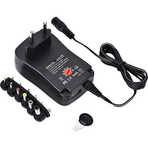 adaptateur secteur cc Adaptateur secteur universel AC / DC 5V 2.1A Port USB 6 embouts 30W 3V/4.5V/5V/6V/7.5V/9V/12V EU