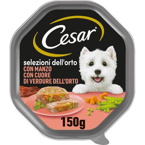 Cesar Selezioni dell'orto Cibo per Cane con Manzo con cuore di verdure dell'orto 150 g - 14 Vaschette (1/5)