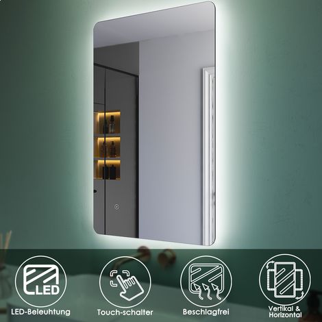 SONNI LED Badspiegel Beleuchtung Badezimmerspiegel mit led Wandspiegel mit automatischem Anti-Beschlag Kaltweiß 60x100cm IP44 energiesparend (1/5)