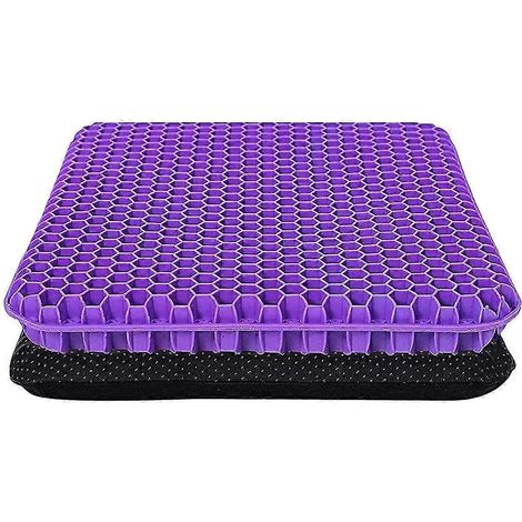 Coussins de siège extra larges en gel, respirants, en forme de nid d'abeille, compatibles avec les coussins de siège ergonomiques, pour chaises de bureau, de voiture ou de fauteuil roulant (violet) (1/5)