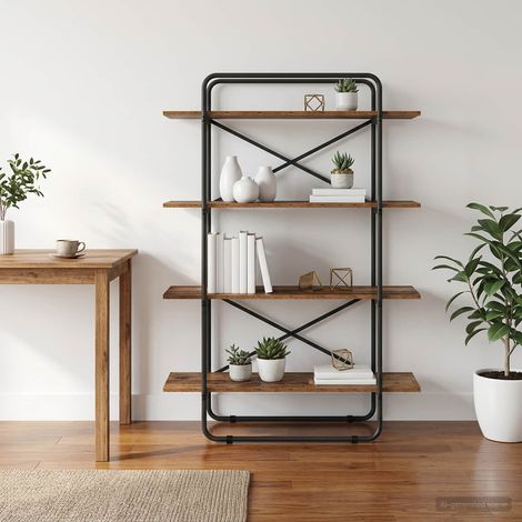 vidaXL Étagère 4 niveaux 100 x 35 x 140 cm PB Bois de chêne (1/5)