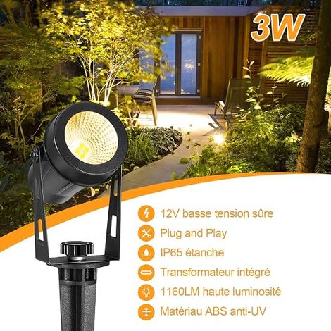 Lampes de Paysage Câble Spot Extérieur Spot Étanche Blanc Chaud pour Plantes, Pelouse, Arbres (1/4)