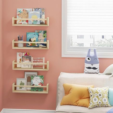 Estante flotante de pared: para sala de estar, cocina, estudio, baño, decoración, especiero, estante de pared (color madera, juego de 3 piezas 42x10x9cm) (1/5)