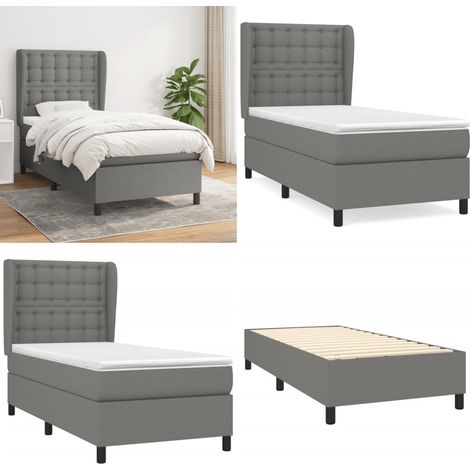 Boxspringbett mit Matratze Dunkelgrau 90x200 cm Stoff - Boxspringbett - Doppelbett - Bettenrahmen - Schlafsystem - Massivholzmöbel - Home & Living (1/5)