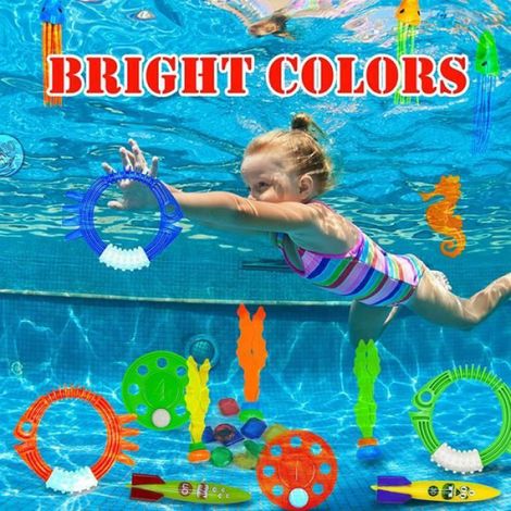 Jouets de Plongée Piscine - ZGEER - 34pcs - Couleurs vives - Enfant - Mixte (1/4)