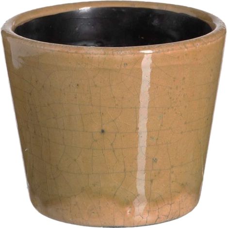 Cache-pot beige en céramique vieillie (1/2)