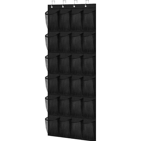 Sacchetto di immagazzinaggio per scarpe a 24 scomparti - Borsa scarpa - scarpa Armadio - scarpiera sospesa - Non-tessuto - Nero (1/5)