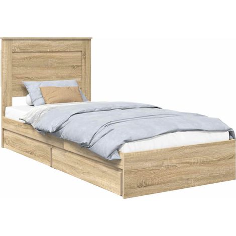 Aufbewahrungsbett Sonoma-Eiche 75 x 190 cm Holzwerkstoff vidaXL