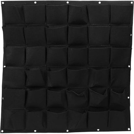 Jardinière suspendue à 36 compartiments - 100 x 100 cm - Grande jardinière verticale - Sac de jardin vertical - Noir - Support pour plantes d'extérieur (1/5)