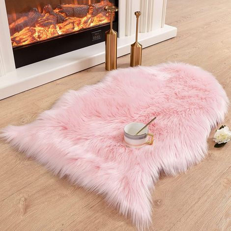 1 Tapis Faux Peau de Mouton,Polyester,Doux,Longhair,Antidérapant,Salon Chambre Canapé