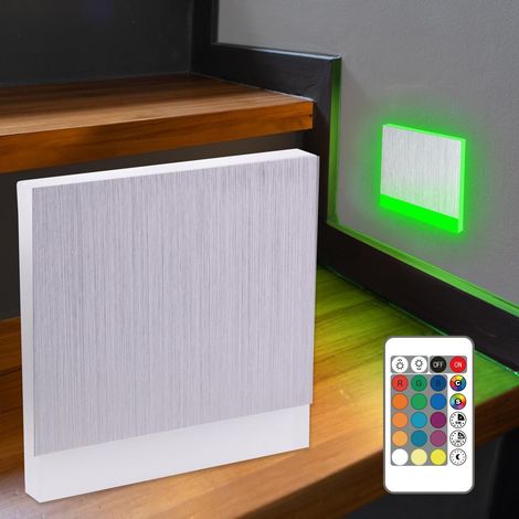 LED Treppenleuchte eckig Alu-gebürstet - Lichtfarbe: Warmweiß bis Kaltweiß + RGB-Farben - Lichtaustritt: Orbis (1/5)