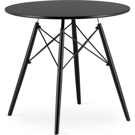 Mesa redonda Valora KOVA TODI 80 cm - Negro / patas negras (1/4)
