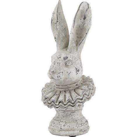 Stone Effect Ruffle Hare Ornament - Ceramic - L16 x W16 x H37 cm - Grey