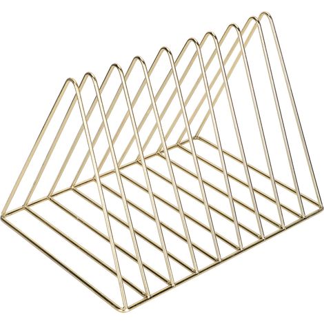 Dreieckiger Zeitschriftenhalter aus Metall, ideal zur Aufbewahrung von Büchern und Briefen, Schreibtisch-Organizer, Gold (1/5)