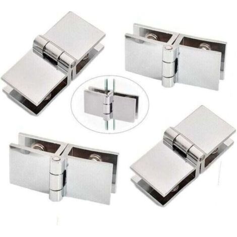 Charnire Verre 180 Degrs, 4 Pices Charnire Porte Verre Alliage Zinc, Charnire Serrage Porte Verre, Charnire Pince pour Porte Verre, pour Vitrine Verre, Armoire Vin, Porte Salle Bain