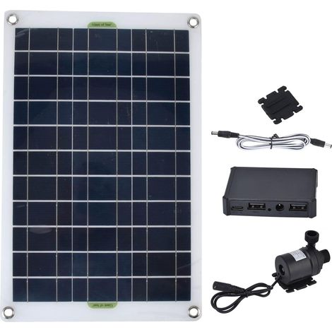 Pompe de fontaine solaire, Panneau 50W 800L/h 12V DC Low Noise Kit de pompe à eau solaire avec panneau solaire Pompe de fontaine solaire pour bain d'oiseaux, jardin, réservoir (1/5)