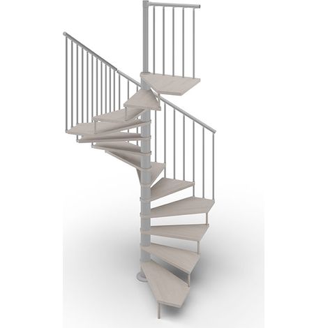 Escalier colimaçon 15 marches - Haut. à franchir 3.08m à 3.60m - Ø 120cm - Trémie carrée - Structure grise et marches grises - TEKLA120/SGMCOL-15