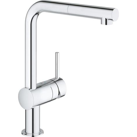 Mitigeur d'évier de cuisine avec bec extractible (bec en L, rotation à 360°, bec extractible, cartouche céramique 46 mm) (1/5)