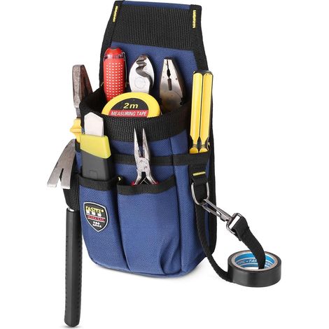 Bolsa de herramientas de lona, pequeña bolsa de herramientas con cinturón de nailon ajustable para electricistas, carpinteros, ebanistas y constructores aficionados al bricolaje.