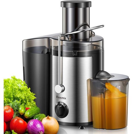 Centrifugeuse Extracteur de Jus, Centrifugeuse Fruits et Legumes à 2 Vitesses, 65 MM Large Bouche, Pieds Antidérapants, Brosse de Nettoyage Incluse (Noir, 500W) (1/5)