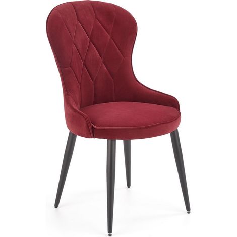 Chaise de salle à manger en velours rouge foncé avec pieds en acier noir Spin (1/5)