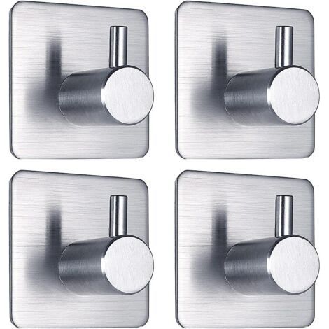 Set mit 4 selbstklebenden Handtuchhaken, Wandhaken, Handtuchhaltern, wasserfesten Edelstahlhaken, kein Bohren erforderlich, zum Aufhängen von Mänteln, Hüten, Handtüchern, fürs Badezimmer (1/5)