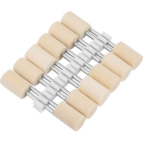 Ortviai Tête de polissage cylindrique en laine pour outil rotatif – 12 pièces, tige 3 mm, diamètre 10 mm (1/5)