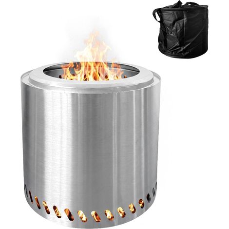Rauchfreie Feuerschale aus Edelstahl, 38 cm