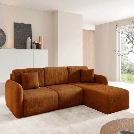 Divano ad angolo reversibile e trasformabile a 3 posti con contenitore Dora Terracotta (1/5)