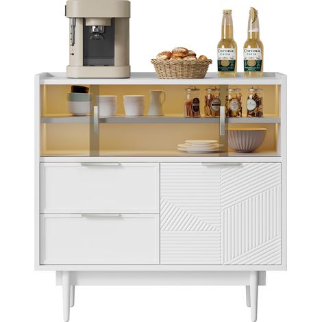 Armoire lumineuse pour salle de bain, 80 cm de large, buffet avec bande LED, porte en verre