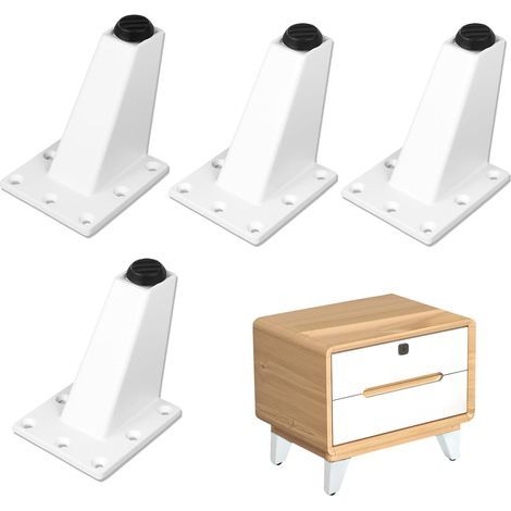 JSSEVN - Table/Furniture/Sofa Legs - Adjustable Height, 4 Pieces, 8 CM, Sturdy, Durable, Strong Load-Bearing, Abrasion-Resistant and Smooth Aluminum, White (1/5)